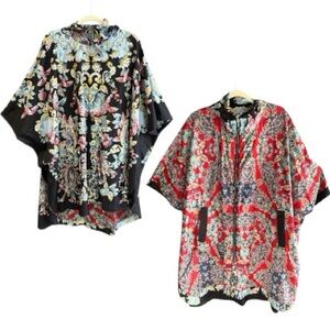 JOHNNY WAS Reversible Raincoat Poncho Hoodie Jacket L